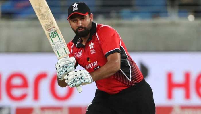 Hong Kongs Babar Hayat pictured during a Asia Cup T20 match against India in Dubai on August 31, 2022. — ICC