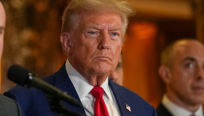 US President Donald Trump looks on during a press conference at Trump Tower in New York City, US, September 6, 2024.  — Reuters
