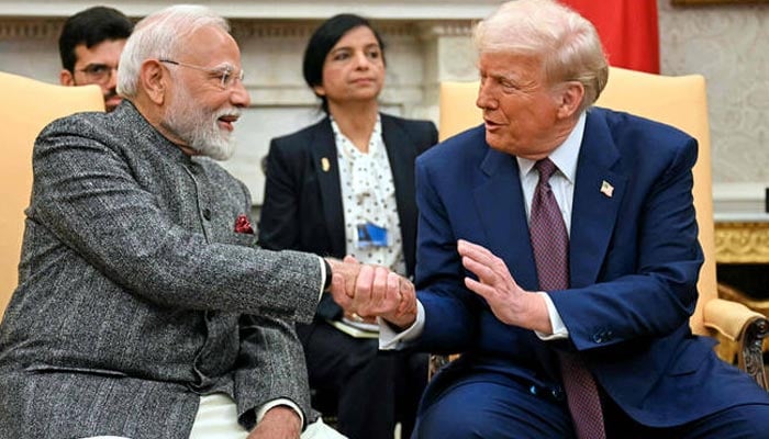 Indian Prime Minister Narendra Modi shakes hand with US President Donald Trump (right) at the White House in Washington, DC, on February 13, 2025. — AFP