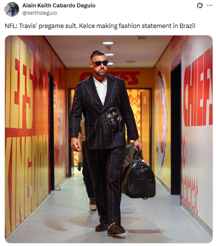 Travis Kelce sports bold custom suit ahead of Chiefs season opener