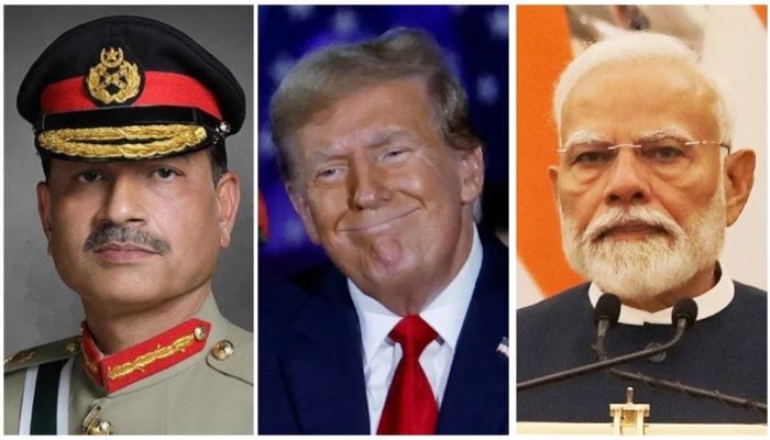 (From left) COAS Field Marshal Asim Munir, US President Donald Trump and Indian PM Narendra Modi. — ISPR/Reuters/File