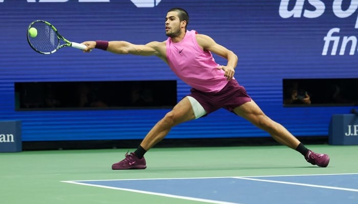 Carlos Alcaraz (ESP) in action against Jannik Sinner (ITA) (not pictured) during the final of mens singles at Billie Jean King National Tennis Center. — Reuters