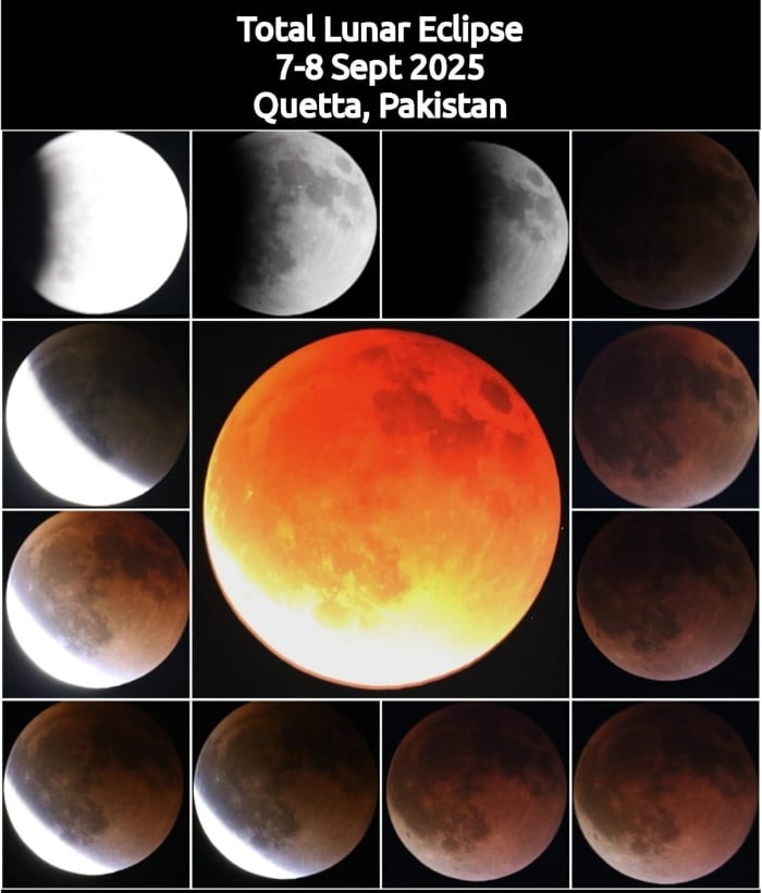 Total lunar eclipse as observed from Quetta on September 7, 2025. — SUPARCO