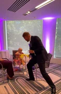 Prince Harry receives gifts for Archie and Lilibet at London ceremony