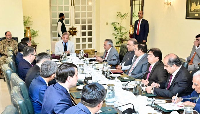 Kazakh Deputy PM and Foreign Minister Murat Nurtleu, leading a delegation, meets Prime Minister Shehbaz Sharif in Islamabad on September 9, 2025. — Radio Pakistan