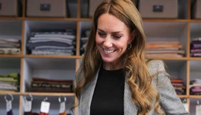 Kate Middleton during a visit to Sudbury Silk Mills