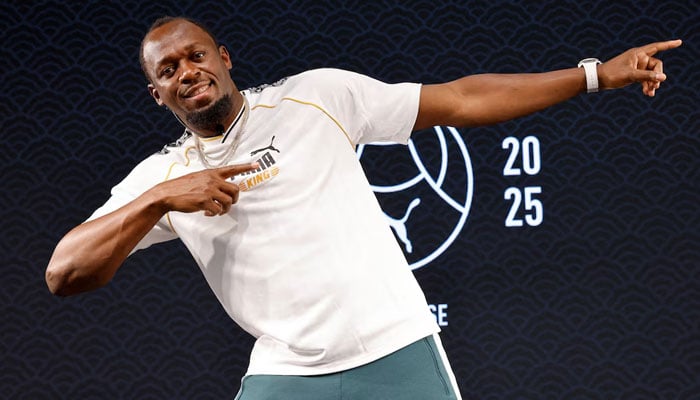 Usain Bolt and Armand Duplantis during a Puma event in Tokyo ahead of the World Athletics Championships, Tokyo, Japan - September 11, 2025 Usain Bolt poses ahead of the World Athletics Championships. — Reuters
