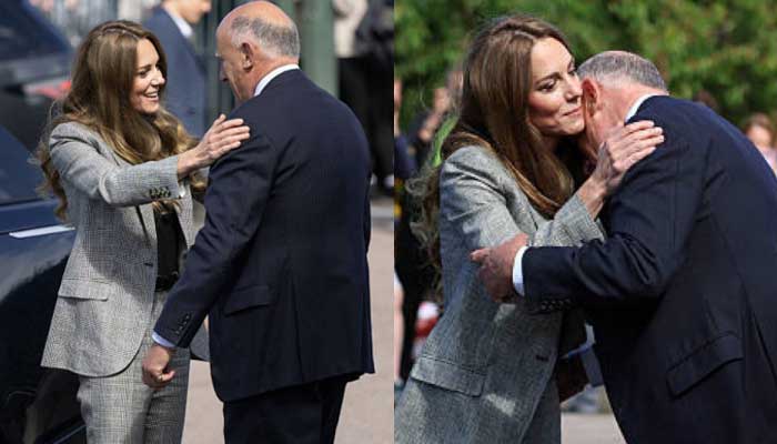 Warm reunion as Kate Middleton hugs Prince Georges godfather in Suffolk
