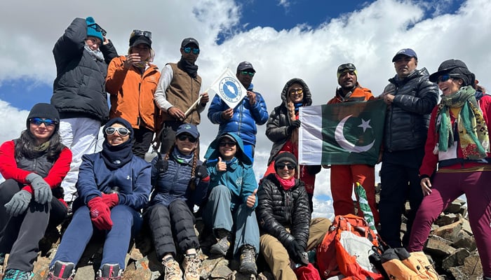 The team of Pakistani women mountaineers who summited the 5,400-meter Bari La peak in Gilgit-Baltistan. — Reporter