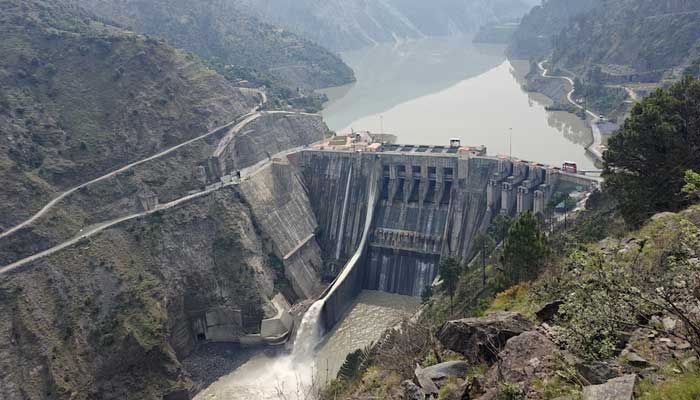 A view of Baglihar Dam, also known as Baglihar Hydroelectric Power Project, on the Chenab river which flows from IIOJK into Pakistan, at Chanderkote on May 6, 2025. — Reuters