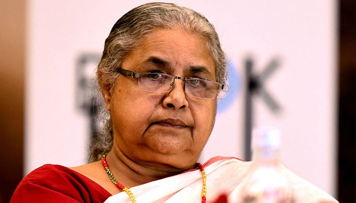 Nepals former Chief Justice Sushila Karki looks on during the launch of her autobiography Nyaya at a ceremony in Kathmandu, Nepal, September 22, 2018. — Reuters