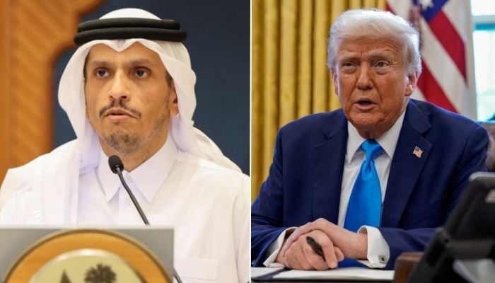 Photo collage shows Qatari Prime Minister Sheikh Mohammed bin Abdulrahman al-Thani and US President Donald Trump. — Reuters
