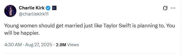Charlie Kirks remarks about Taylor Swift resurface after death