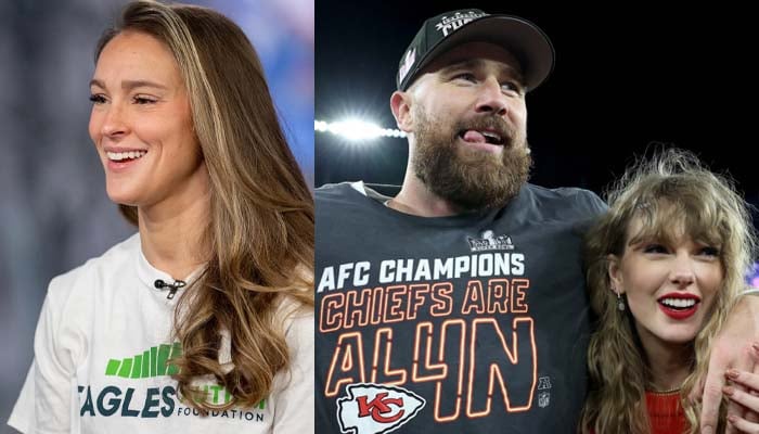 Kylie Kelce reveals why she stayed silent on Taylor Swifts engagement news