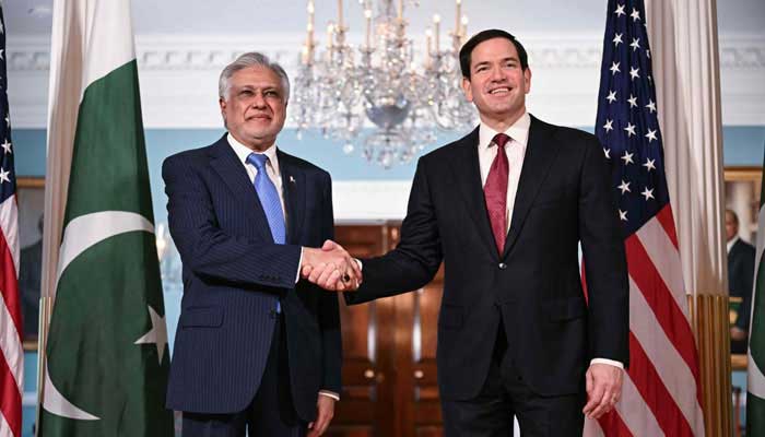 Foreign Minister and Deputy Prime Minister Ishaq Dar meets US Secretary of State Marco Rubio at US State Department, Washington, July 25, 2025. — AFP
