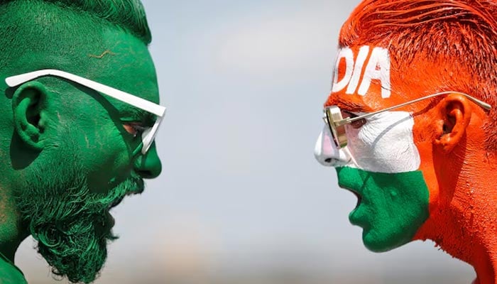 Pakistani, Indian players line up before Asia Cup match in Dubai, UAE on August 28, 2022. — Reuters