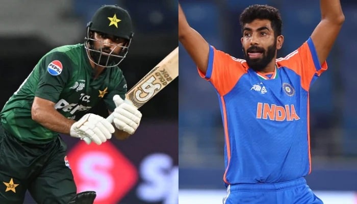 The collage of picture shows Pakistans opening batter Fakhar Zaman (Left) and Indian pacer Jasprit Bumrah. — AFP/File