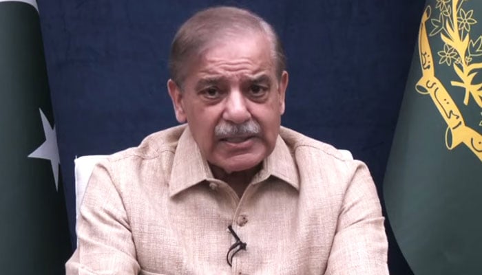 Prime Minister Shehbaz Sharif addresses the nation on September 14, 2025. —YouTube/Geo News/screengrab