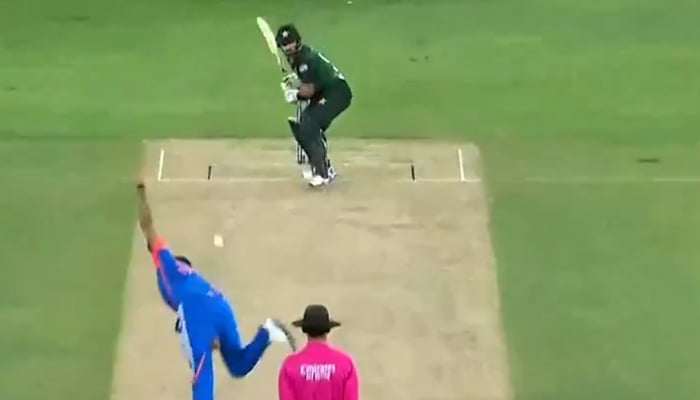 Pakistani batter Sahibzada Farhan in action against India during high-voltage clash of Asia Cup 2025 at Dubai International Stadium, September 14, 2025. — X