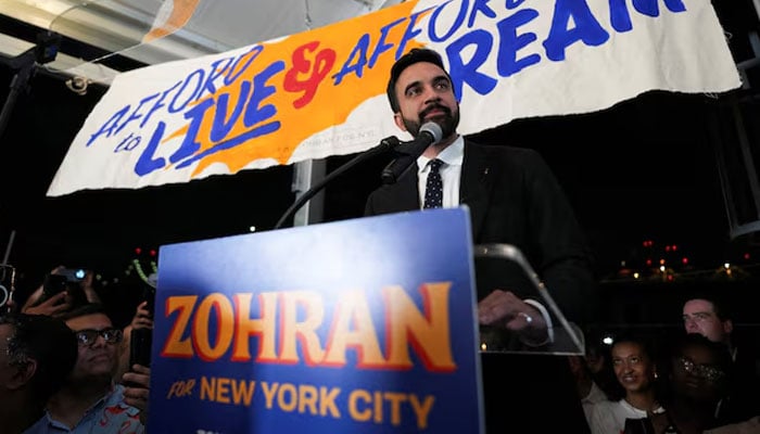 Zohran Mamdani speaks during a watch party for his primary election, which includes his bid to become the Democratic candidate for New York City mayor in the upcoming November 2025 election, in New York City, US, June 25, 2025. — Reuters