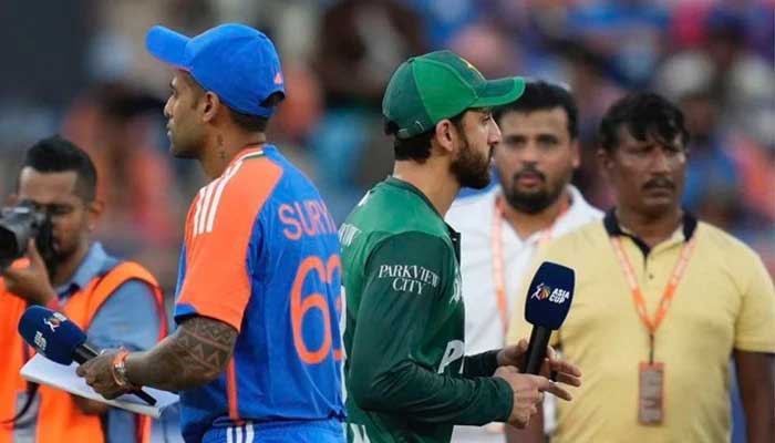 Indian and Pakistani skippers Suryakumar Yadav and Salman Ali Agha. — X@fad08
