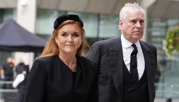 Prince Andrew, Sarah Ferguson join royal family at funeral