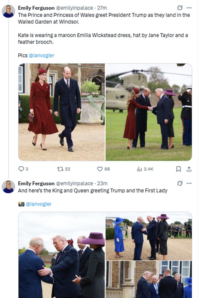 Kate Middleton, Prince William receive Donald Trump, Melania at Windsor Castle