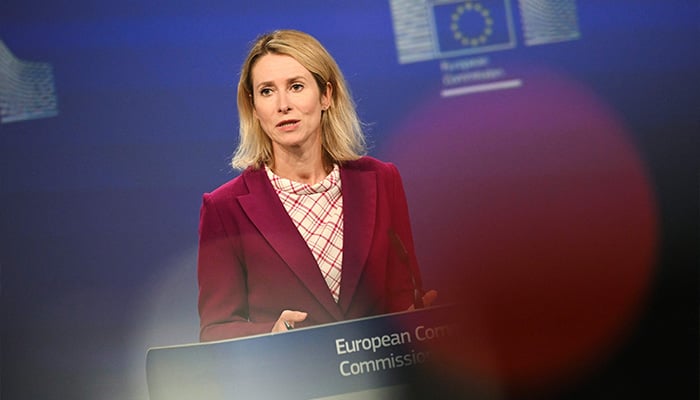 EU High Representative and Vice-President for Foreign Affairs and Security Policy Kaja Kallas reacts as she speaks during a press conference on the Mercosur trade agreement, at the EU headquarters, in Brussels, on September 3, 2025. — AFP