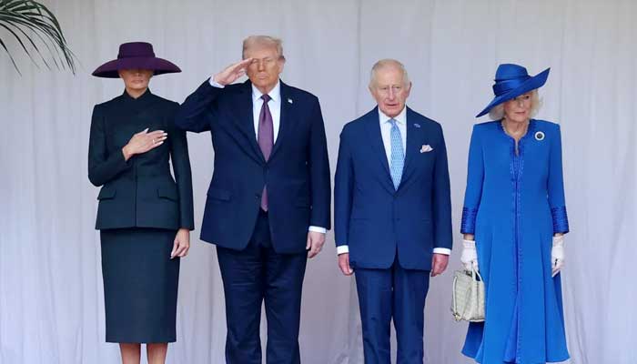 King Charles on Wednesday greeted US President Donald Trump and his wife Melania Trump