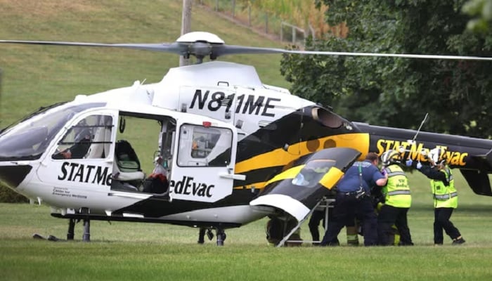 A police officer is loaded into a Medevac helicopter after a shooting incident in York Countys North Codorus Township, Pennsylvania, US, September 17, 2025.— Reuters