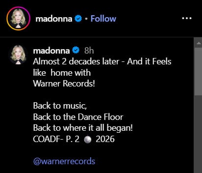 Madonna makes big update on new album sequel