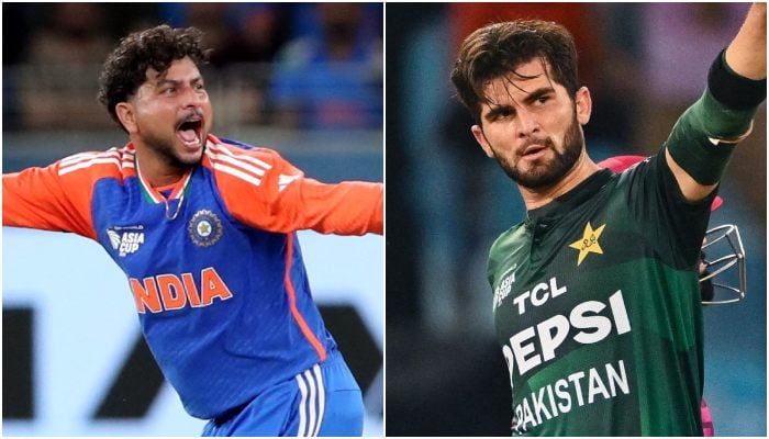 Indias Kuldeep Yadav (left) and Pakistans Shaheen Afridi pictured during Asia Cup match in UAE on September 14, 2025. — Reuters/AFP
