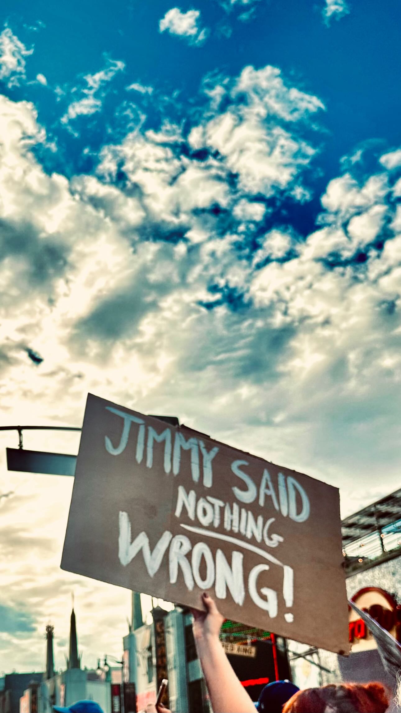 Ruby Rose posts glimpses of demonstrators rallying in support of Jimmy Kimmel