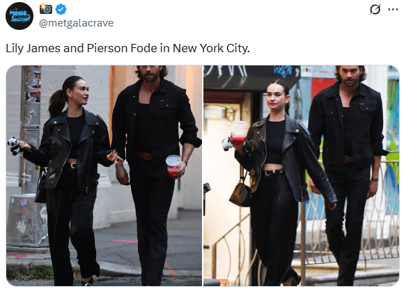 Lily James spotted on stroll with co-star Pierson Fodé in New York