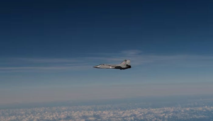 A still photo published by Swedish armed forces, that it says shows a Russian mig-31 fighter jet that took part in the violation of Estonian airspace. — Reuters/File