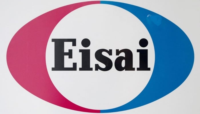 The logo of Eisai Co Ltd is displayed at the company headquarters in Tokyo, Japan, March 8, 2018. — Reuters