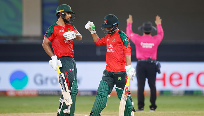 Bangladesh batters Towhid Hridoy and Saif Hassan in action during Asia Cup 2025 Super 4 clash against Sri Lanka at the Dubai International Cricket Stadium in Dubai on September 20, 2025. — ACC
