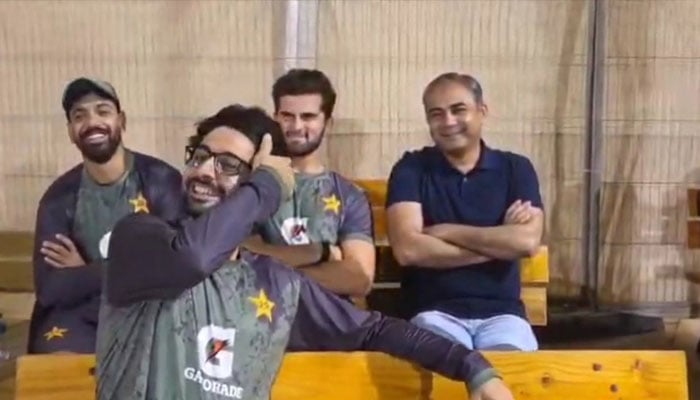 Pakistan Cricket Board (PCB) Chairman Mohsin Naqvi meets national team players in Dubai, United Arab Emirates, September 20, 2025. — Screengrab via X/@TheRealPCBMedia