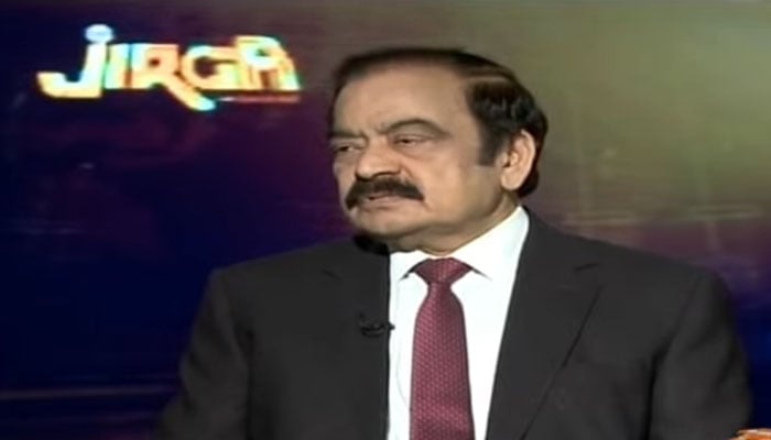 Adviser to the Prime Minister on Political and Public Affairs, Senator Rana Sanaullah speaks during Geo News programme Jirga on September 20, 2025. — YouTube/GeoNews/screengrab