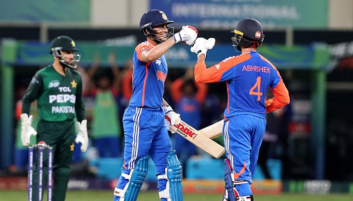 Indias Shubman Gill and Abhishek Sharma fist-bumping during the Asia Cup 2025s Super Fours match against Pakistan at Dubai International Cricket Stadium, Dubai, UAE, on September 21, 2025. — Reuters
