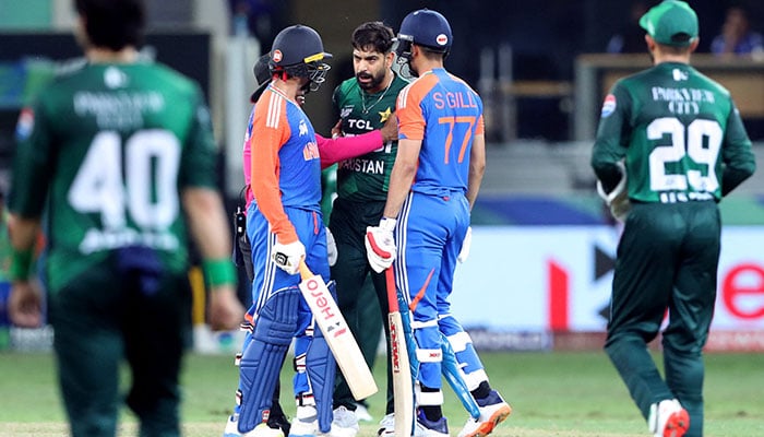 Indias Shubman Gill and Abhishek Sharma clashes with Pakistans Haris Rauf during their Asia Cup Super 4 clash at Dubai International Cricket Stadium, Dubai, United Arab Emirates, September 21, 2025. — Reuters