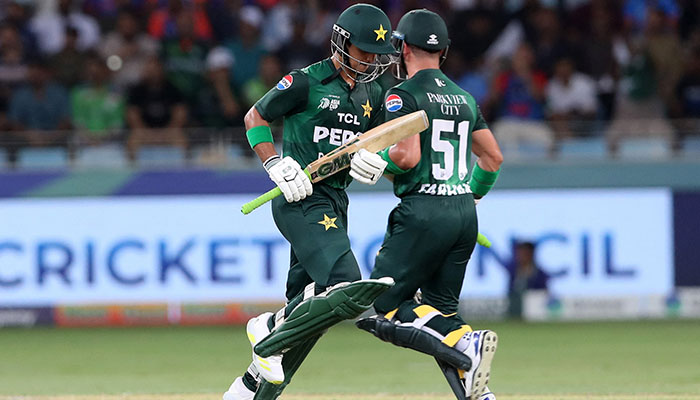 Pakistan batters Sahibzada Farhan and Saim Ayub during their Asia Cup Super 4 clash against India at Dubai International Cricket Stadium, Dubai, United Arab Emirates, September 21, 2025. — Reuters