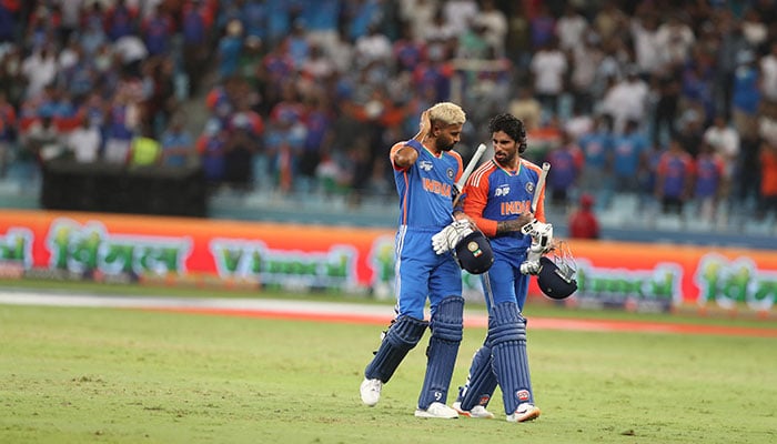 Indias Hardik Pandya and Tilak Varma going back after concluding Asia Cup 2025s Super Fours match against Pakistan at Dubai International Cricket Stadium, Dubai, UAE, on September 21, 2025. — Reuters
