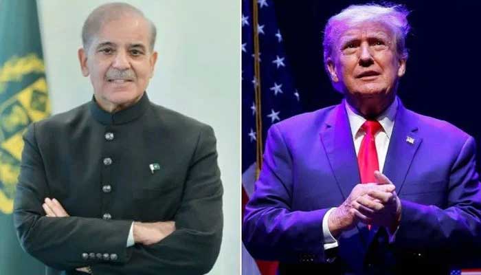 A collage of pictures of Prime Minister Shehbaz Sharif (left) and US President Donald Trump. — X@PakPMO/Reuters/File