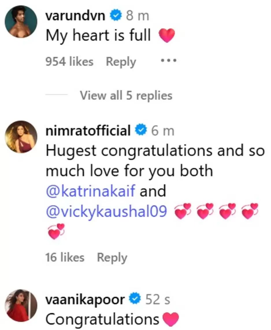 Bollywood stars rush to congratulate Katrina Kaif, Vicky Kaushal on baby announcement