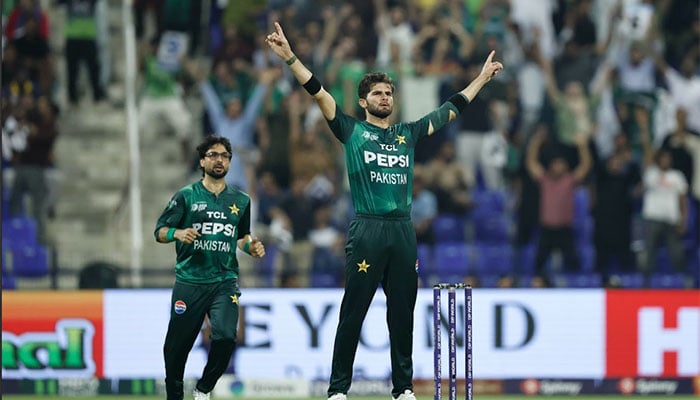 Pakistans Shaheen Shah Afridi celebrates a wicket during the Asia Cup 2025s Super Fours match against Sri Lanka at Sheikh Zayed Stadium, Abu Dhabi, on September 23, 2025. — ACC
