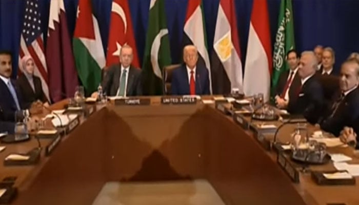 US President Donald Trump meets Muslim leaders on the sidelines of the UN General Assembly in New York on September 24, 2025. — Screengrab via YouTube/Geo News