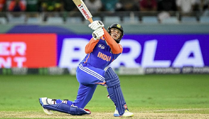 Indias Abhishek Sharma watches the ball after playing a shot during the Asia Cup 2025 Super Fours match between Bangladesh and India at the Dubai International Stadium in Dubai on September 24, 2025. — AFP