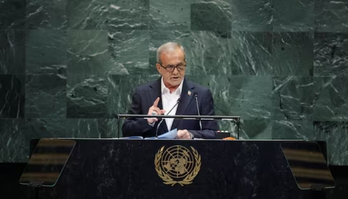 Irans President Masoud Pezeshkian addresses the 80th United Nations General Assembly (UNGA) at the U.N. headquarters in New York, US, September 24, 2025. — Reuters