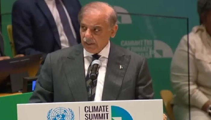 Prime Minister Shehbaz Sharif addresses the Climate Summit 2025 at UNGA. —Screengrab/PTV